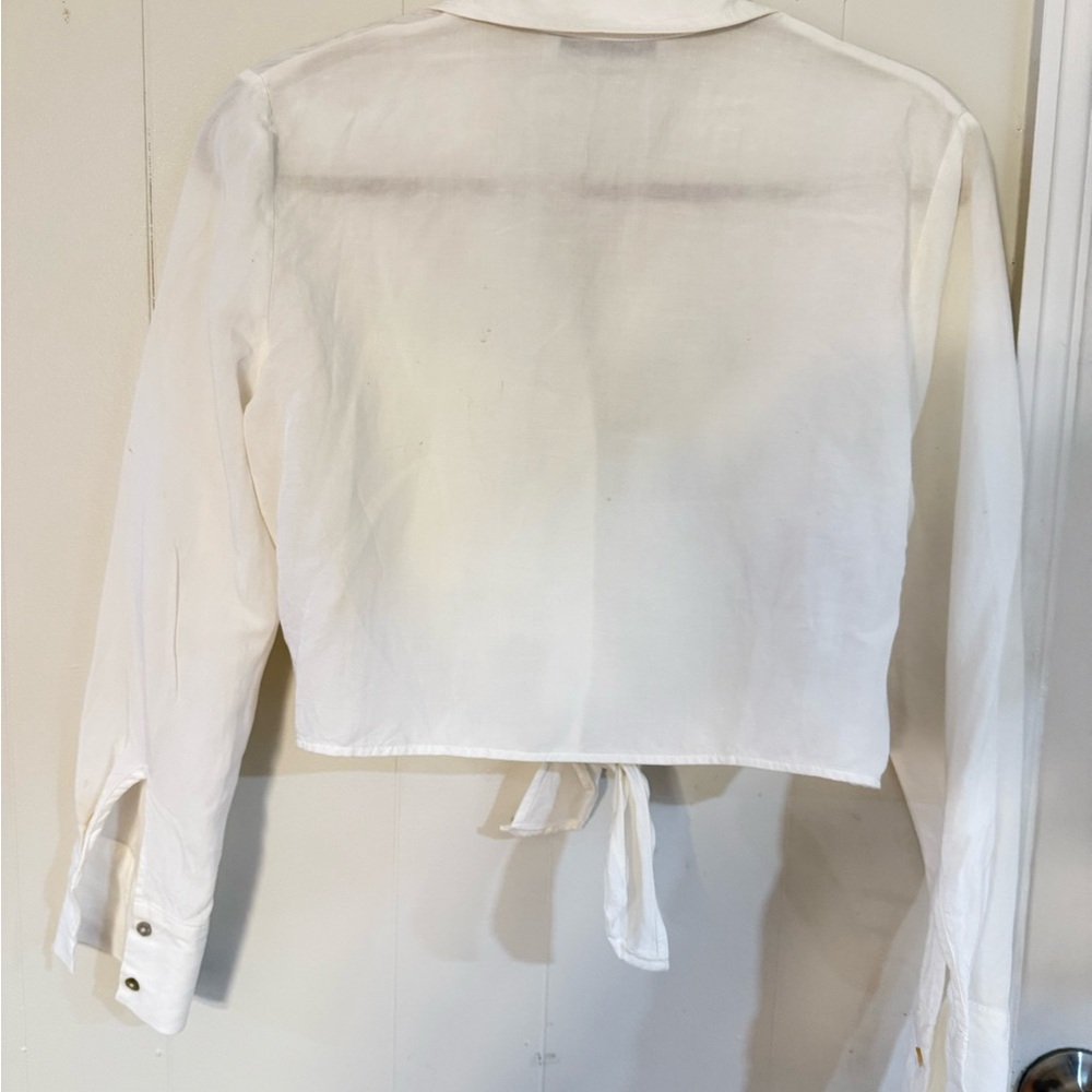Zara White Button Down Crop Top - Picture 8 of 10